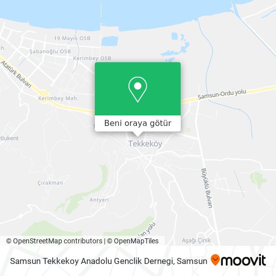 Samsun Tekkekoy Anadolu Genclik Dernegi harita