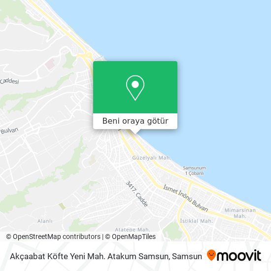 Akçaabat Köfte Yeni Mah. Atakum Samsun harita