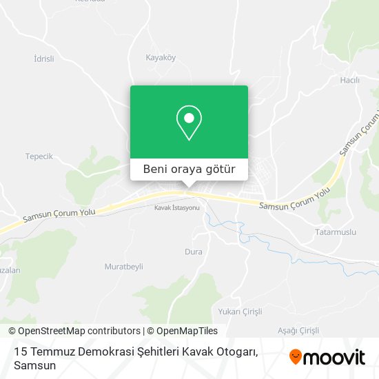 15 Temmuz Demokrasi Şehitleri Kavak Otogarı harita