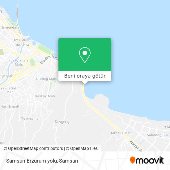 Samsun-Erzurum yolu harita