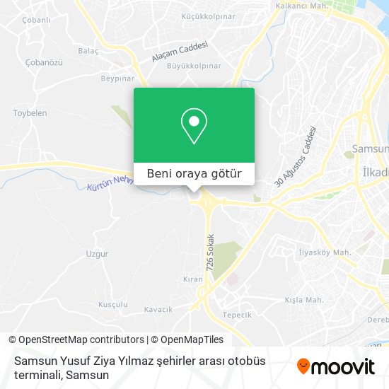 Samsun Yusuf Ziya Yılmaz şehirler arası otobüs terminali harita