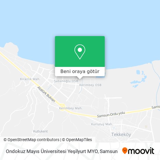 Ondokuz Mayıs Üniversitesi Yeşilyurt MYO harita