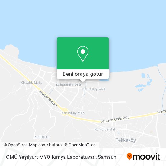 OMÜ Yeşilyurt MYO Kimya Laboratuvarı harita