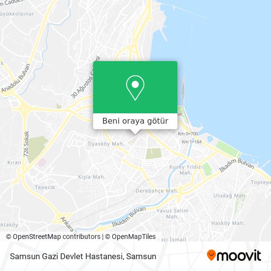 Samsun Gazi Devlet Hastanesi harita