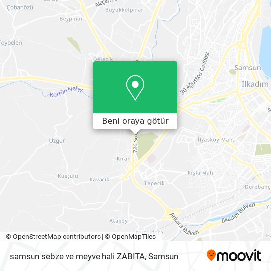 samsun sebze ve meyve hali ZABITA harita