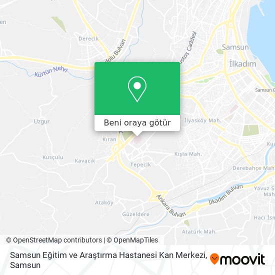 Samsun Eğitim ve Araştırma Hastanesi Kan Merkezi harita