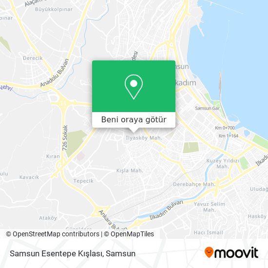 Samsun Esentepe Kışlası harita