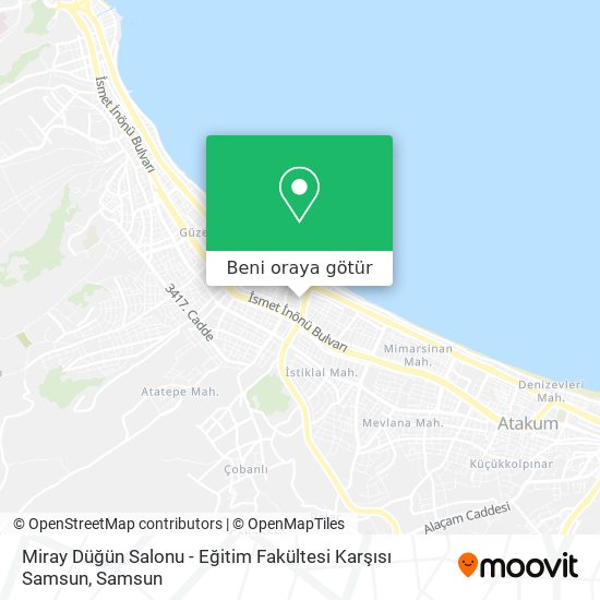 Miray Düğün Salonu - Eğitim Fakültesi Karşısı Samsun harita