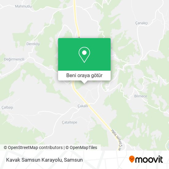 Kavak Samsun Karayolu harita