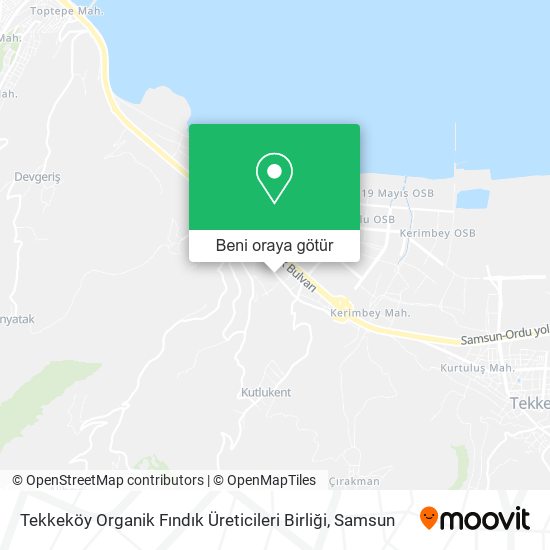 Tekkeköy Organik Fındık Üreticileri Birliği harita