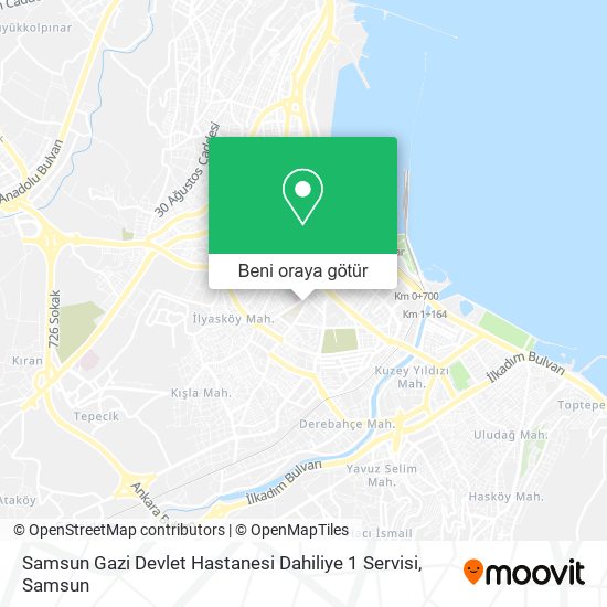 Samsun Gazi Devlet Hastanesi Dahiliye 1 Servisi harita