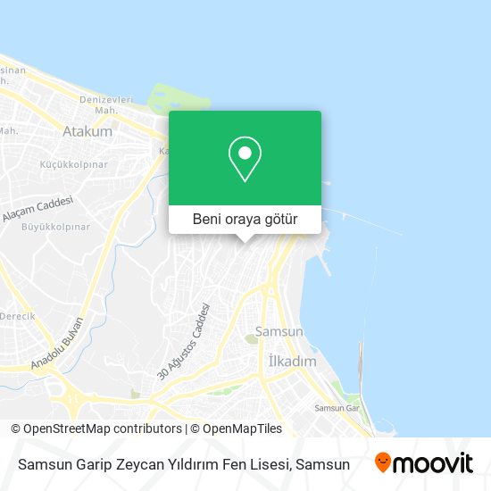 Samsun Garip Zeycan Yıldırım Fen Lisesi harita