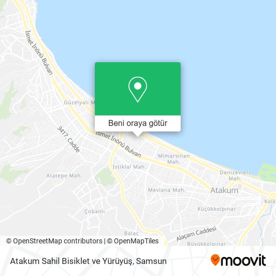 Atakum Sahil Bisiklet ve Yürüyüş harita