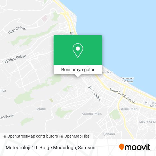 Meteoroloji 10. Bölge Müdürlüğü harita