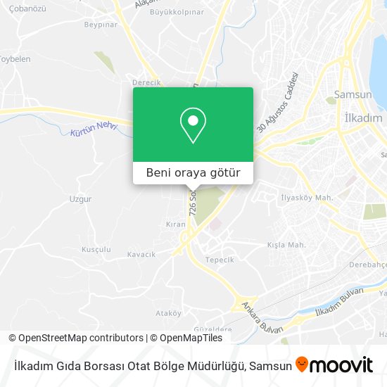 İlkadım Gıda Borsası Otat Bölge Müdürlüğü harita