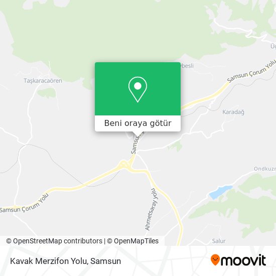 Kavak Merzifon Yolu harita