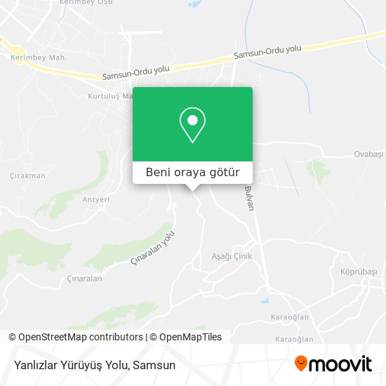 Yanlızlar Yürüyüş Yolu harita