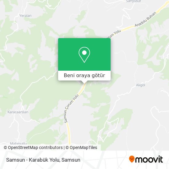 Samsun - Karabük Yolu harita