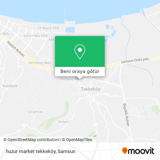huzur market tekkeköy harita
