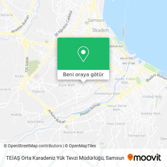 TEİAŞ Orta Karadeniz Yük Tevzi Müdürlüğü harita