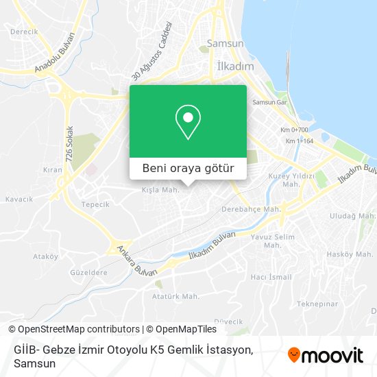 GİİB- Gebze İzmir Otoyolu K5 Gemlik İstasyon harita