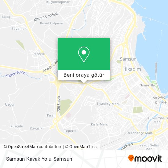 Samsun-Kavak Yolu harita
