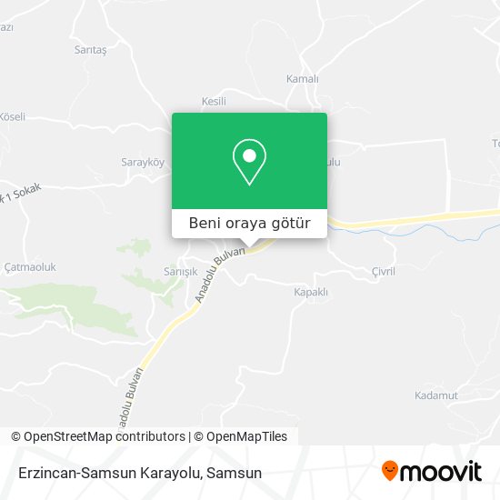 Erzincan-Samsun Karayolu harita
