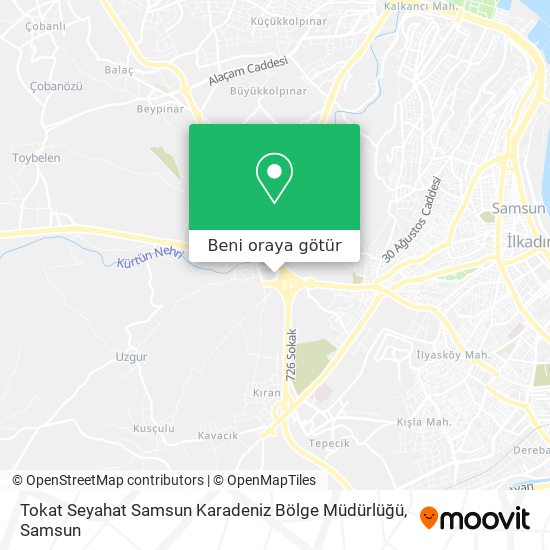 Tokat Seyahat Samsun Karadeniz Bölge Müdürlüğü harita