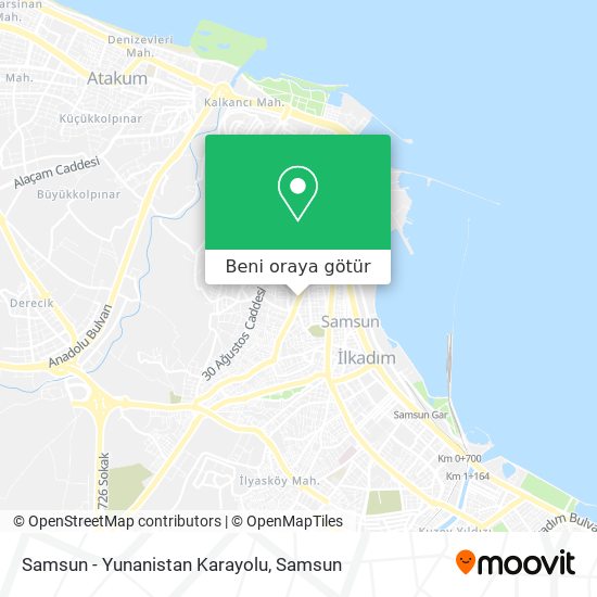 Samsun - Yunanistan Karayolu harita