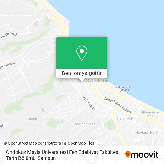 Ondokuz Mayis Üniversitesi Fen Edebiyat Fakültesi Tarih Bölümü harita