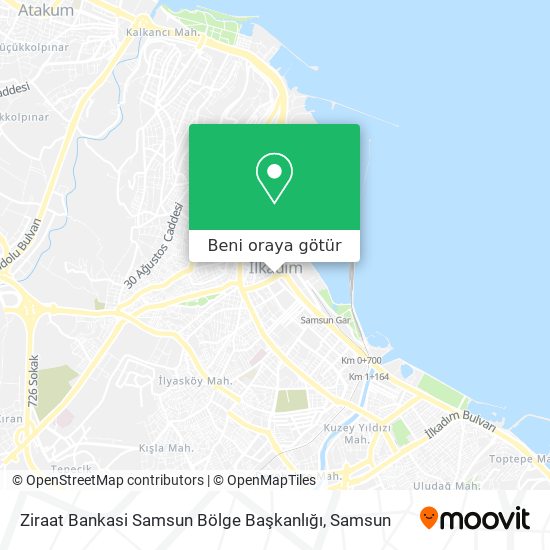 Ziraat Bankasi Samsun Bölge Başkanlığı harita