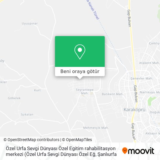 Özel Urfa Sevgi Dünyası Özel Egitim rahabilitasyon merkezi harita