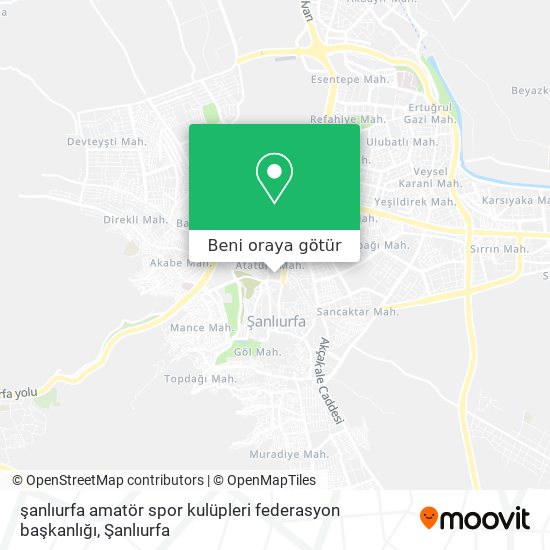 şanlıurfa amatör spor kulüpleri federasyon başkanlığı harita