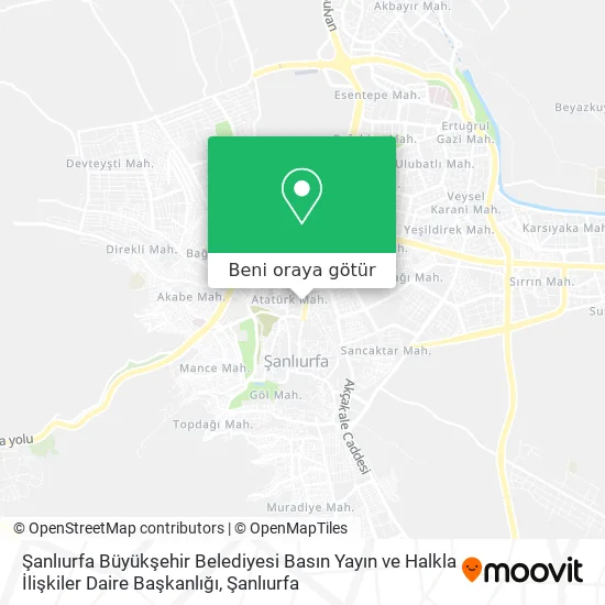 Şanlıurfa Büyükşehir Belediyesi Basın Yayın ve Halkla İlişkiler Daire Başkanlığı harita