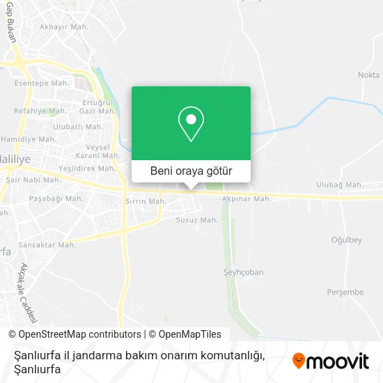 Şanlıurfa il jandarma bakım onarım komutanlığı harita