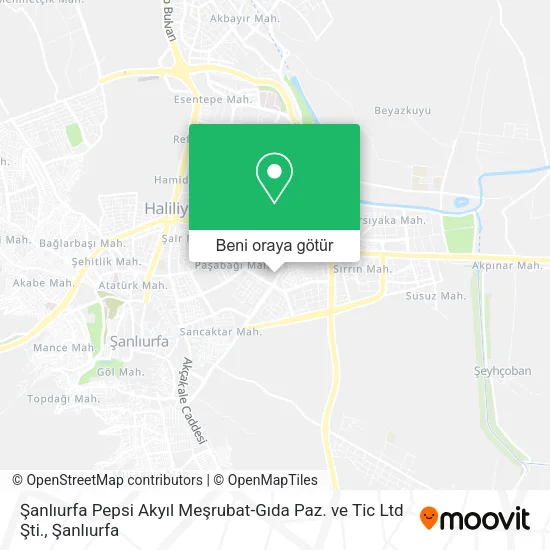 Şanlıurfa Pepsi Akyıl Meşrubat-Gıda Paz. ve Tic Ltd Şti. harita