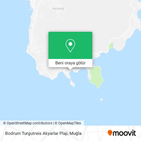 Bodrum Turgutreis Akyarlar Plajı harita