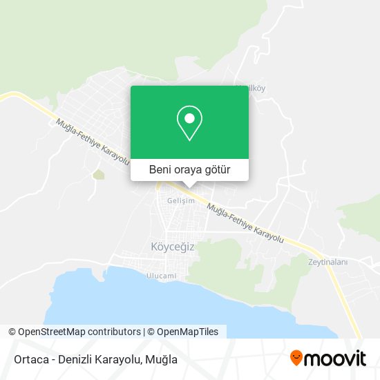 Ortaca - Denizli Karayolu harita