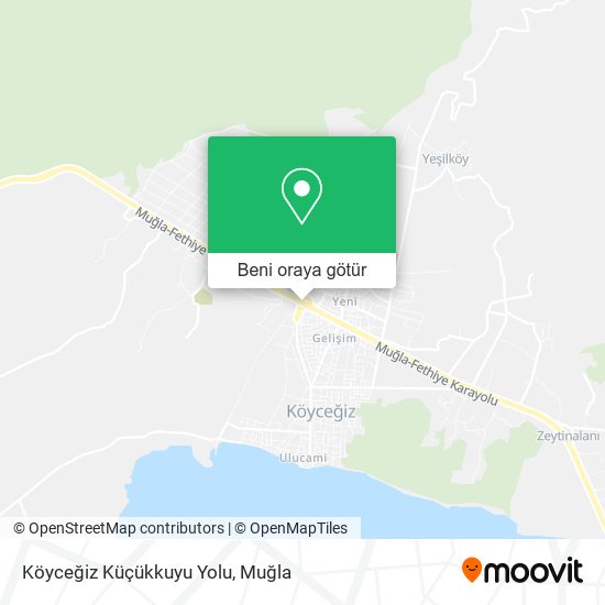 Köyceğiz Küçükkuyu Yolu harita