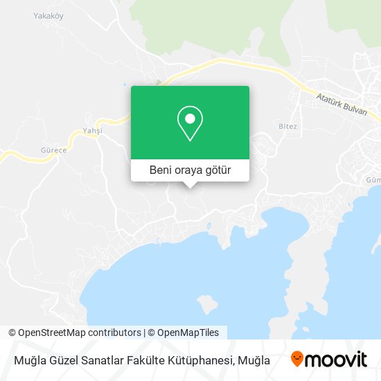 Muğla Güzel Sanatlar Fakülte Kütüphanesi harita