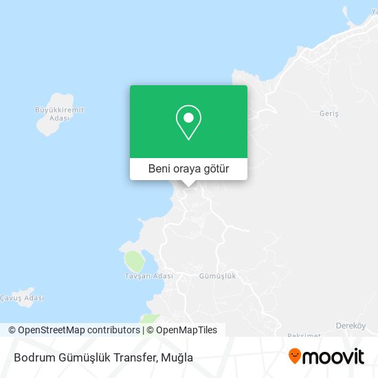 Bodrum Gümüşlük Transfer harita