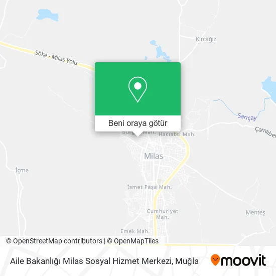Aile Bakanlığı Milas Sosyal Hizmet Merkezi harita