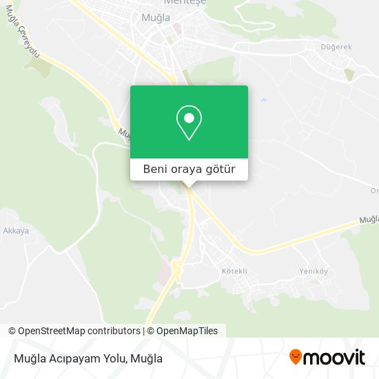 Muğla Acıpayam Yolu harita
