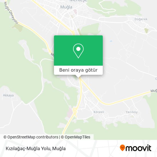 Kızılağaç-Muğla Yolu harita