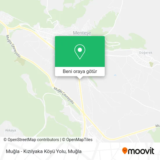 Muğla - Kızılyaka Köyü Yolu harita