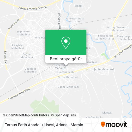 Tarsus Fatih Anadolu Lisesi harita