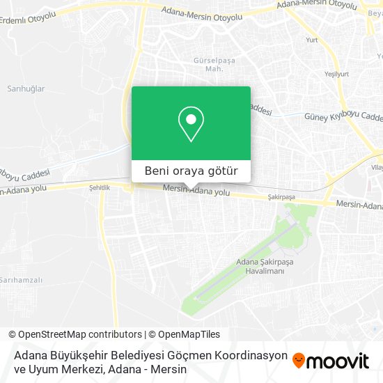 Adana Büyükşehir Belediyesi Göçmen Koordinasyon ve Uyum Merkezi harita