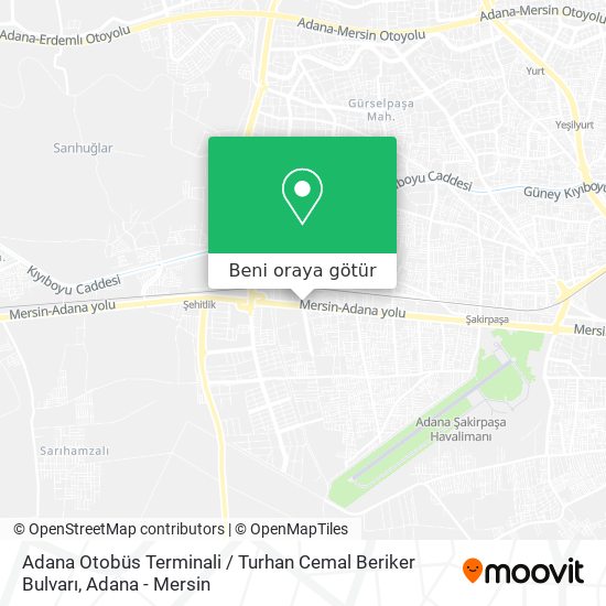 Adana Otobüs Terminali / Turhan Cemal Beriker Bulvarı harita