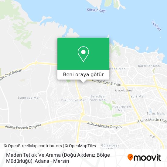 Maden Tetkik Ve Arama (Doğu Akdeniz Bölge Müdürlüğü) harita