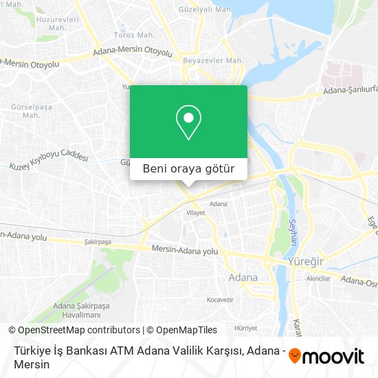 Türkiye İş Bankası ATM Adana Valilik Karşısı harita